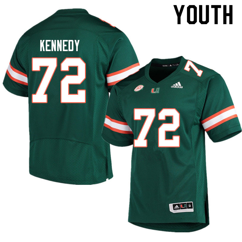 Adidas Miami Hurricanes Youth #72 Tommy Kennedy College Football Jerseys Sale-Green